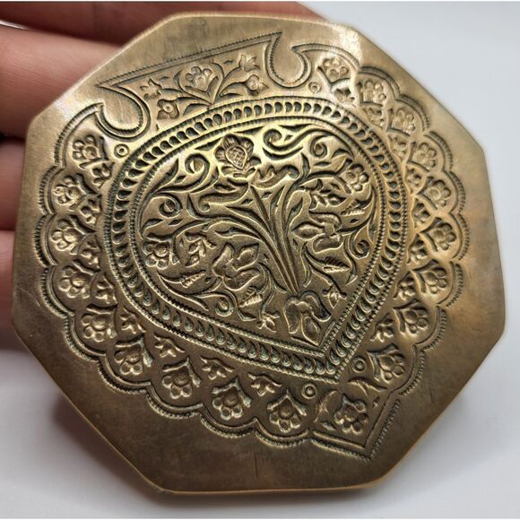 Moroccan Heavy Brass Paperweight 7.3oz - Picture 3 of 3